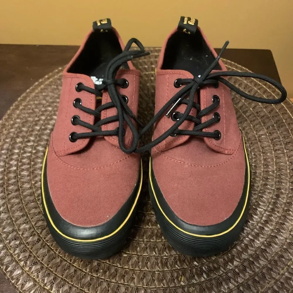 Dr Martens Jacy Cherry Red Canvas 4 Eyelid Women's 21967600 Size 7 EUC